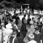 Graduation reception in formal gardens